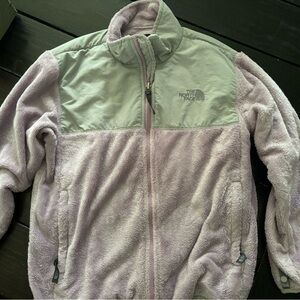 The North Face light lavender with grey accents zip up fleece